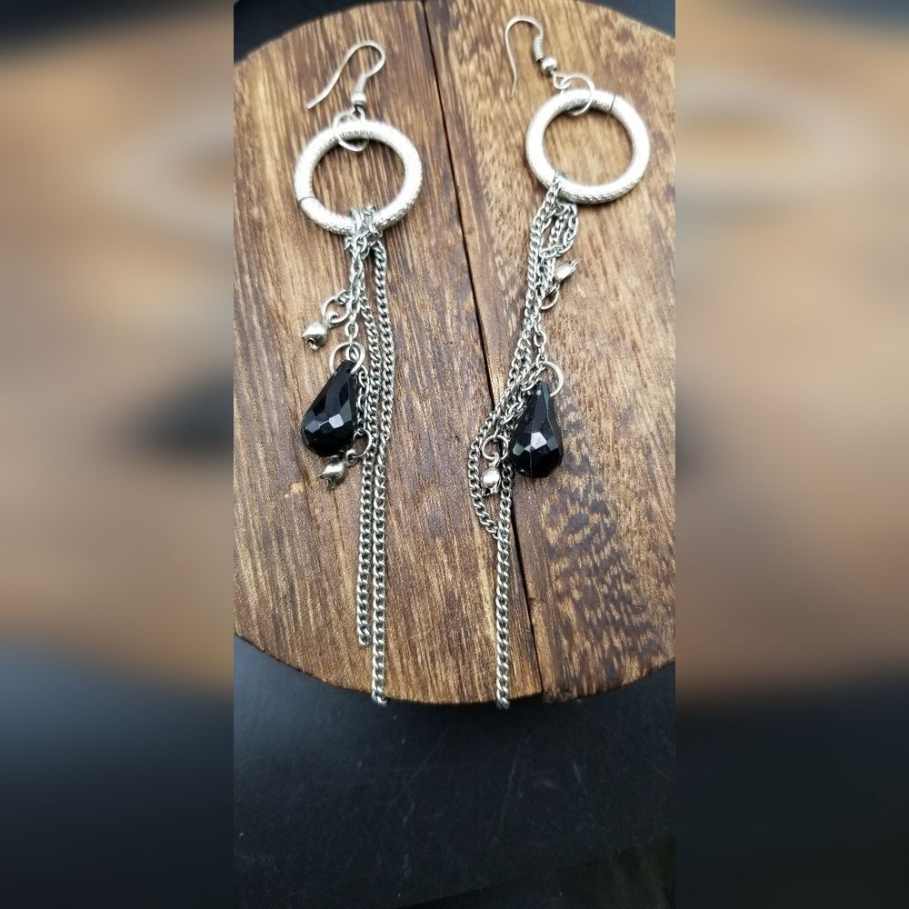 Grunge chain mail drop earrings E249